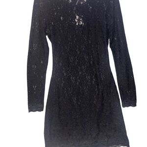 Express Black Lace Long Sleeve Dress